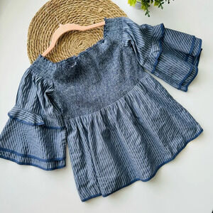 American Eagle Blue And white Striped Off The‎ Shoulder Top Size Small